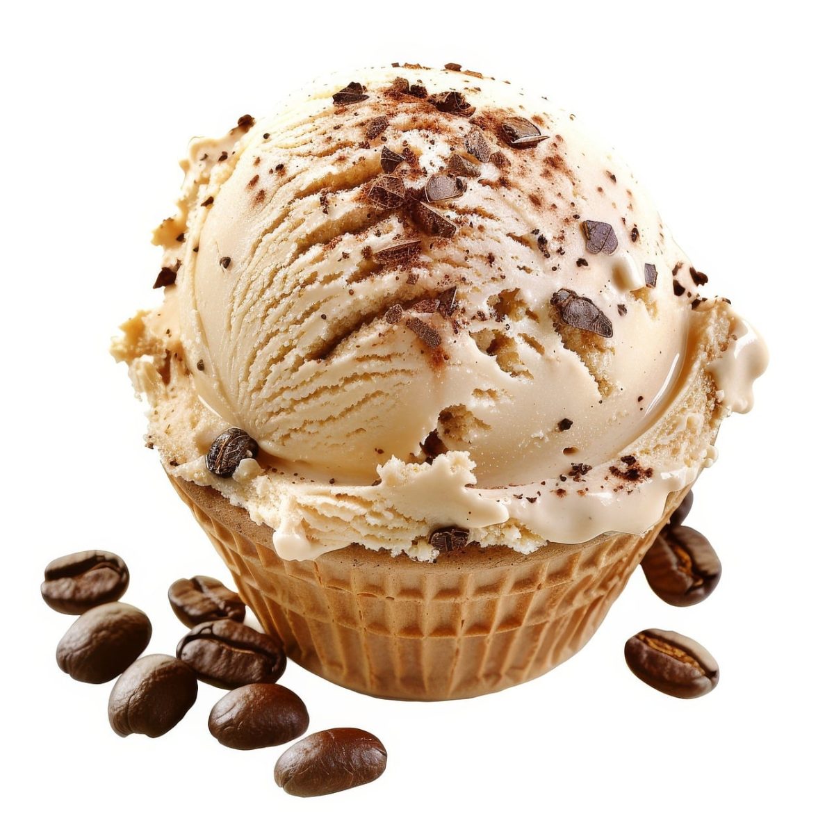 ice cream, coffee, waffle, dessert, coffee beans, chocolate, sweet, cream, sugary, delicious, tasty, gourmet, cold, creamy, favorite, decorative, milky, favorite treat, luxurious