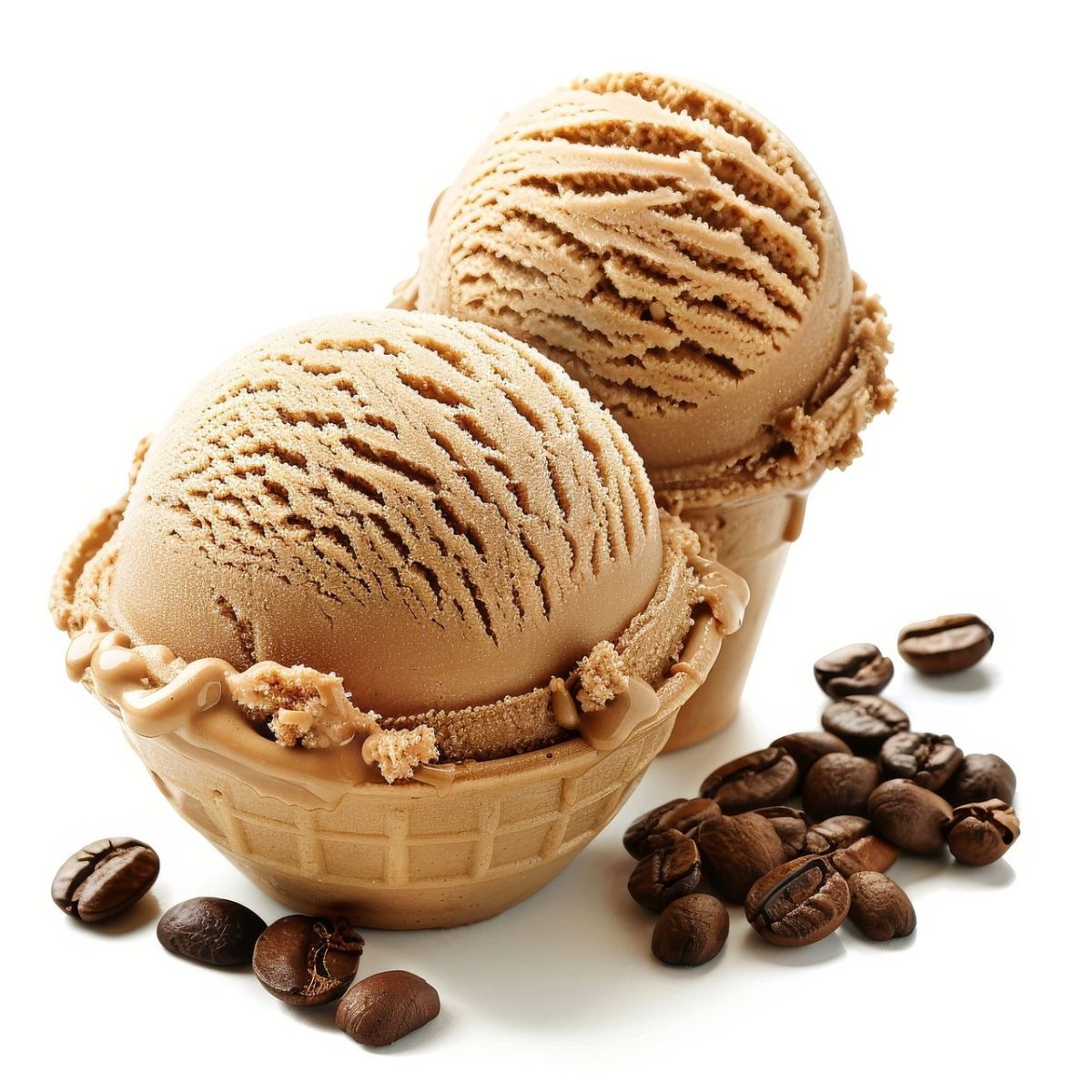 ice cream, chocolate, cake dish, coffee beans, dessert, sweet, ice cream cone, cream, dairy, cold, delicious, double, kid treat, confection, creme, tasting, gourmet, light, texture, chaos