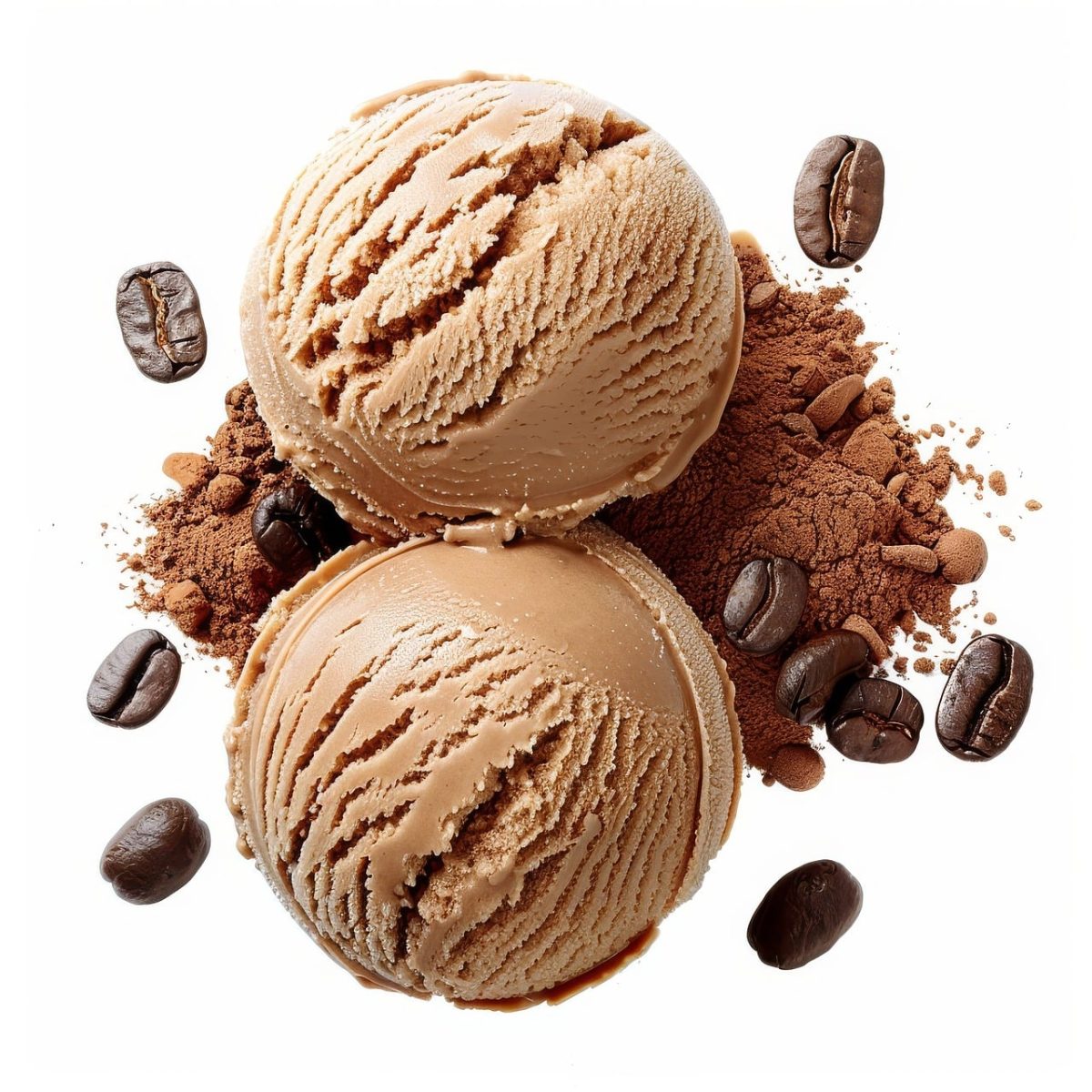 ice cream, chocolate, coffee, dessert, cream, creamy, tasty, gourmet, nature, batter, tempting, decoration, cocoa powder, scoop, summer, on white background, milky