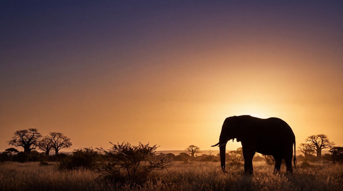 silhouette, elephant, sunset, savanna, africa, nature, shadow, tree, jungle, light, travel, wilderness, landscape, animals, panorama, peaceful, continent, wildlife