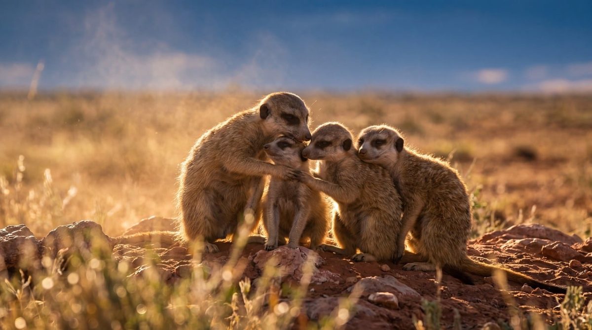 meerkat, animals, wilderness, group, desert, beautiful lighting, family, togetherness, landscape, sunlight, highlight, earth, sunset, cute, savanna, mammals, nature, sunny, sunflower