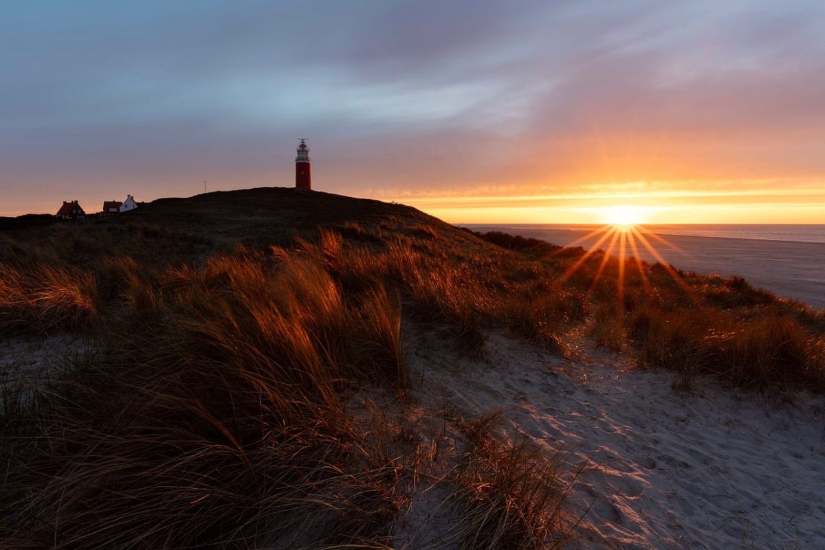 sunset, nature, lighthouse, dunes, sea, texel, north sea, beach, landscape, coast, holland, red sky, evening light, pathway, west light, natural scenery, hilly coast, evening landscape, summer sunset, nature reserve, summer evening, pristine nature, light effect