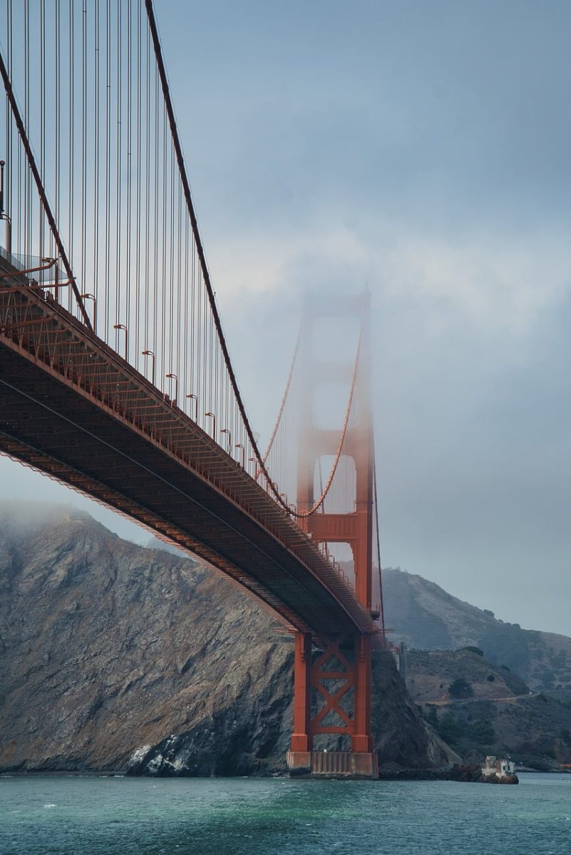 bridge, west coast usa, nature, fog, architecture, red, bay, engineering, coast, cables, icon, usa, landmark, tourism, california, view, dramatic, morning, famous, sea, iconic
