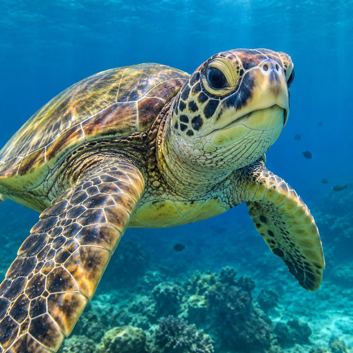 turtle, ocean, nature, animal, underwater, coral reef, swimming, sea turtle, natural habitat, sunlight, ecosystem, environment, adventure, travel, biology, animal behavior, conservation, water, depths, peaceful