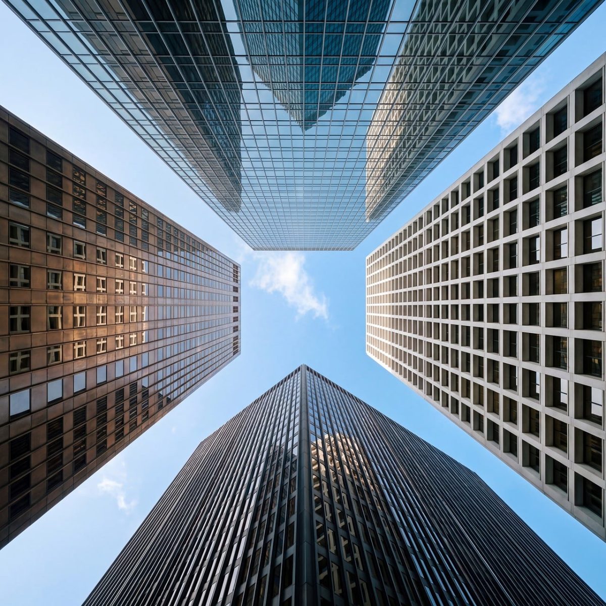 skyscrapers, architecture, cityscape, modern buildings, blue sky, sky windows, perspective, modern city, architectural design, urban architecture, geometric shapes, symmetry, vertical view, urban environment, square building, modern architecture, building angle, urban geometry, rise, low angle