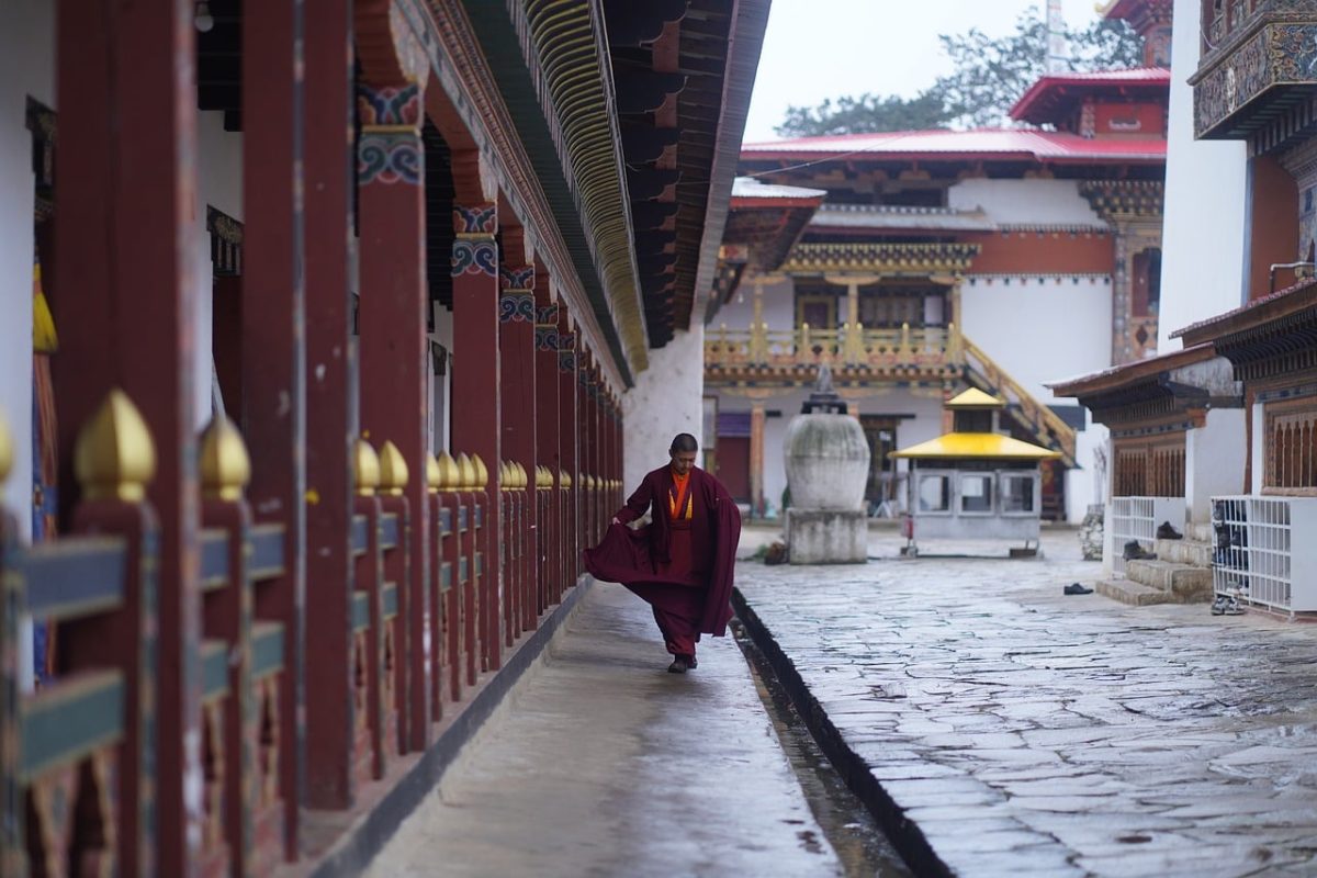bhutan, buddhism, monastery, monk, architecture, corridor, cobblestone, culture, traditional, spiritual, asia, peaceful, prayer, thimphu, country, history, tranquility, earth, colors, consciousness