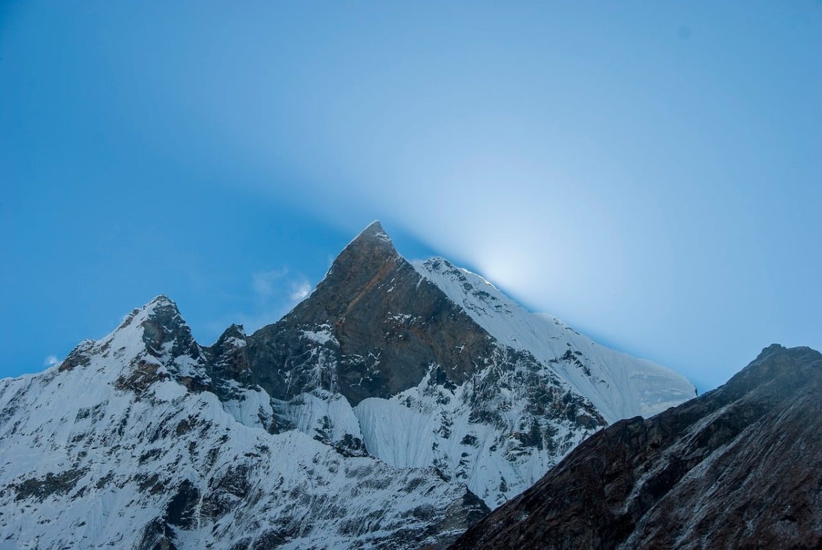 nepal, himalayas, sunrise, mountains, snow peak, machhapuchhre, sky, nature, glacier, rocky, fishtail, trekking, panorama, white, dramatic, beautiful, view, scenic, mountain range, silence, pure