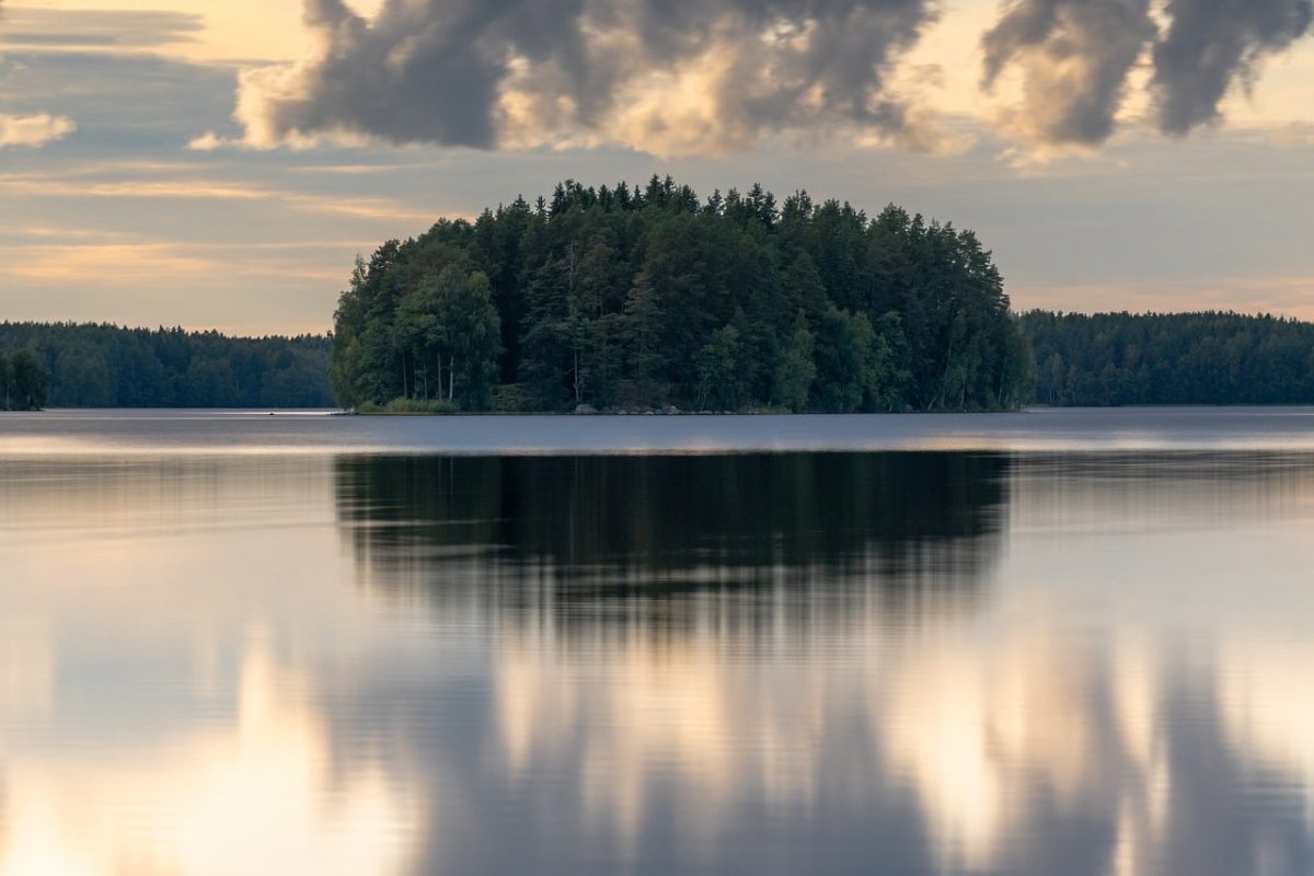 lake, reflection, sunset, forest, water, haze, tranquility, nature, island, panorama, peaceful, clear, idyll, sky, natural, calm, horizon, serene, glow, landscape, Hämeenlinna, Finland, Kanta-Häme