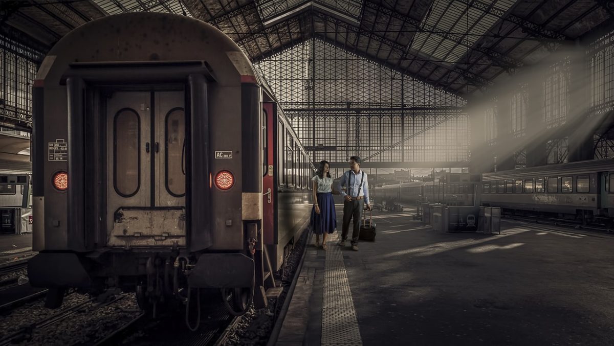 train station, couple, traveling, railway, travelers, train station, couple, couple, couple, couple, couple, traveling