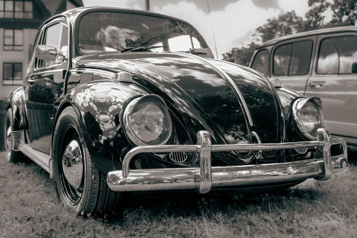 antique car, dare, automobile, historical, black-and-white, old, vehicle, vw, beetle