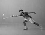 racket, badminton, sport, game, play, athlete, competition, black and white