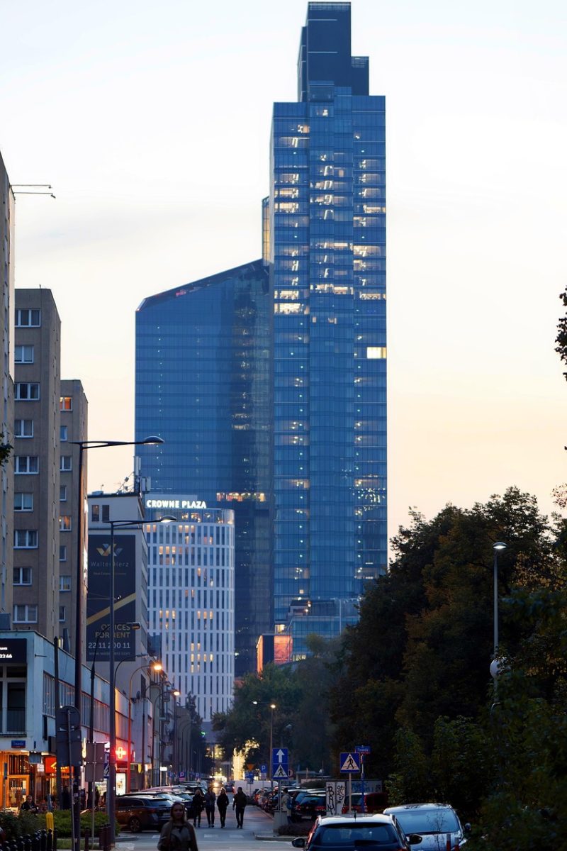 buildings, cityscape, architecture, nature, evening, tower, tall, skyscrapers, lights, cars, people, trees