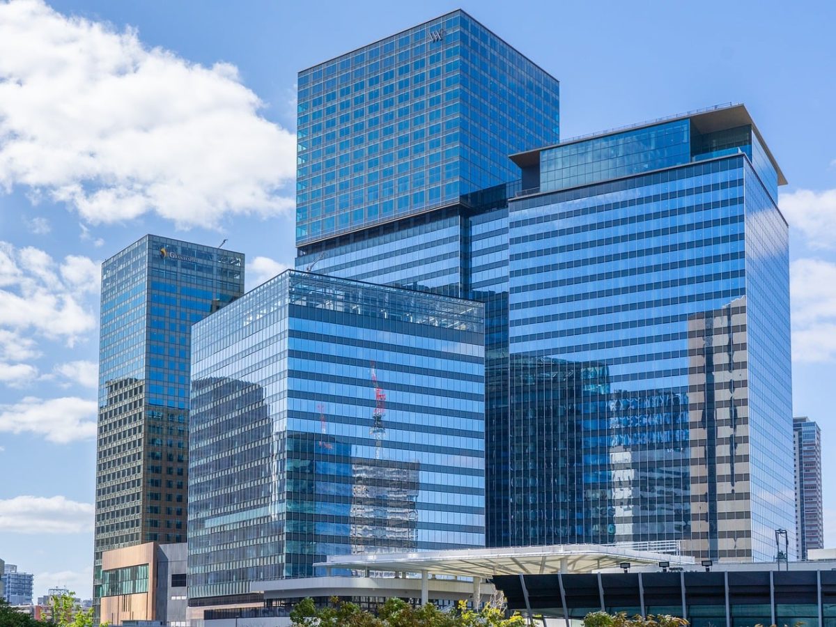building, architecture, osaka, urban, skyscraper, facade, modern, design, reflection, glass, window, japan