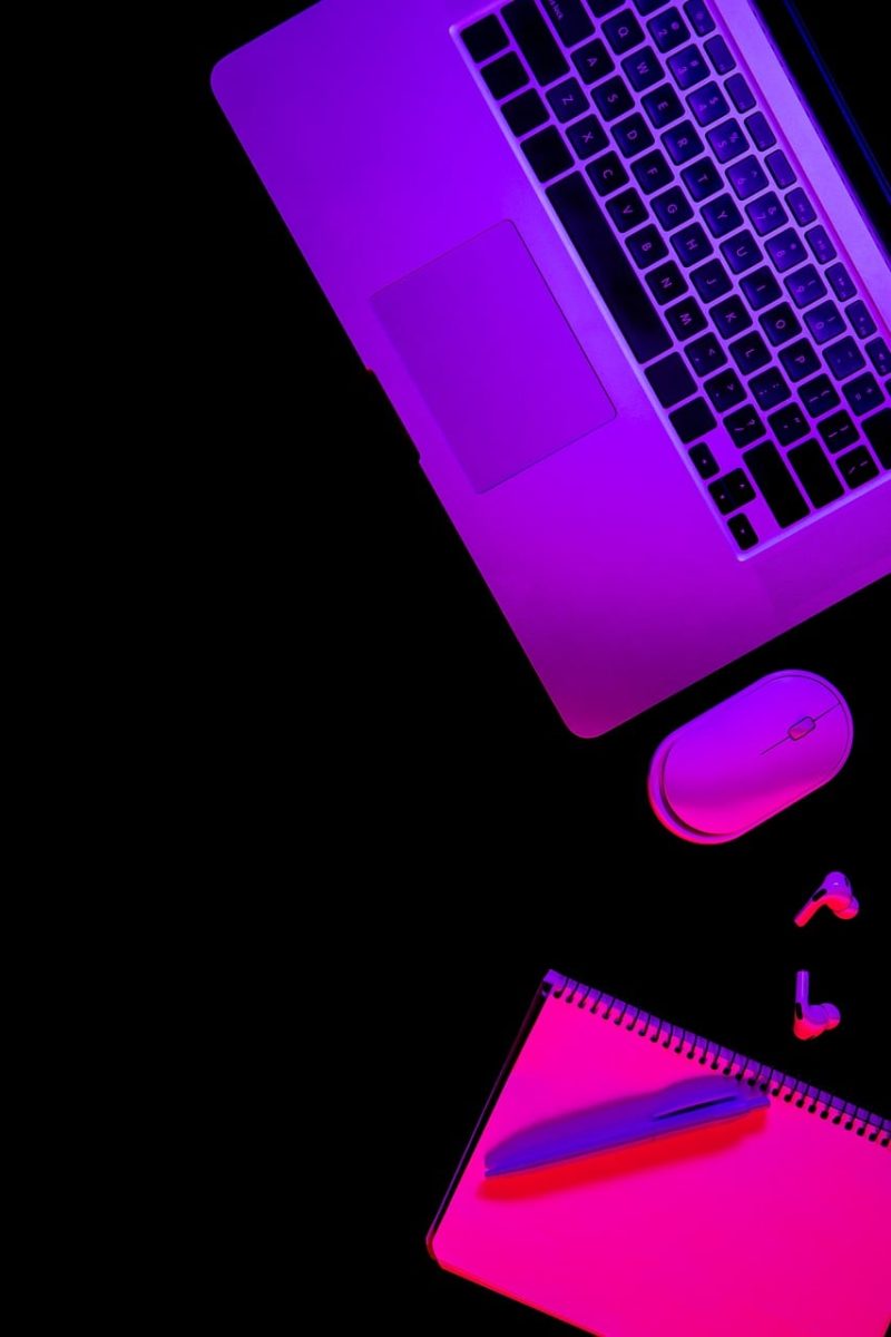 work, space, flat lay, space wallpaper, background, computer, laptop, light, headphones, modern, technology, digital, wireless, beautiful wallpaper, keyboard, device, audio, gadget, blue, sound, earbud, media, accessory, table, mouse