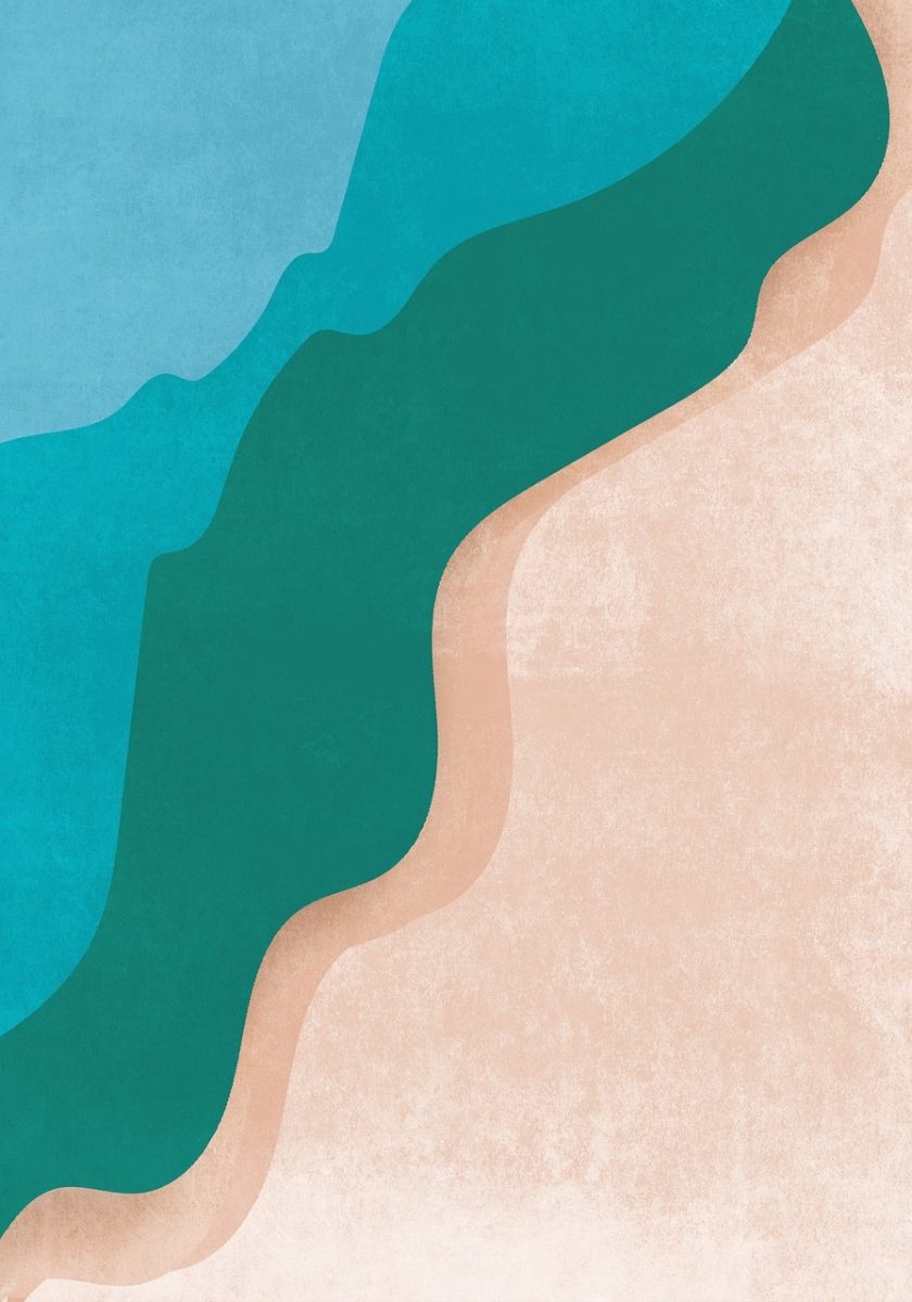 sea, water, ocean, boho, bohemian, drawing, background, nature, landscape, minimalistic