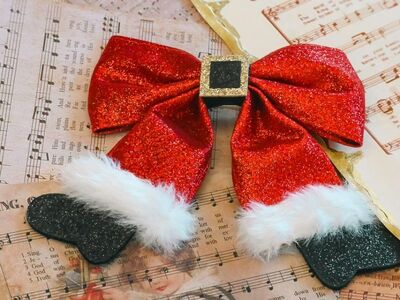 christmas, christmas decoration, red bow, festive, holiday, glitter, vintage, sheet music, music notes, nostalgic, winter, xmas, antique paper, retro, cozy, seasonal background, greeting card, christmas card, decor, warm tones, handmade, celebration, still life, holiday background, music theme