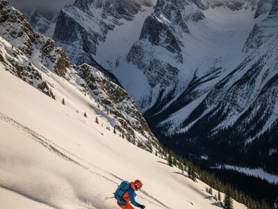 skiing, mountains, winter sport, silence, adrenaline, nature, fresh snow, adventure, blue, orange, backpack, solitary, panorama, skier, alpine, snow, sunset, sports equipment, cross-country skiing