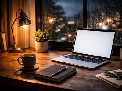workspace, home office, laptop mockup, blank screen, desk setup, cozy workspace, night work, 4k wallpaper, productivity, free background, mac wallpaper, full hd wallpaper, remote work, freelancer, content creator, hd wallpaper, windows wallpaper, minimal desk, wallpaper hd, laptop wallpaper, coffee cup, wallpaper 4k, notebook, rain on window, beautiful wallpaper, moody lighting, free wallpaper, cool backgrounds, 4k wallpaper 1920x1080, home interior, modern workspace, study setup, desktop backgrounds, background, ai generated