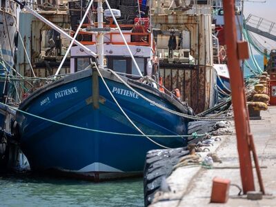 boat, harbor, fishing boat, coast, docking, namibian coast, blue color, dinghy, machinery, offshore, port city, seaport, marine location, vessel, mooring, stern, cabin, maritime, helm