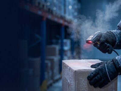 red scanner, laser, temple, package, cardboard box, logistics logistics, close-up, technology, consumers, shipping shipping, delivery, warehouse, automation, logging, identification, retail, supply chain, label, transparency, industry, digital, contractor, ai generated