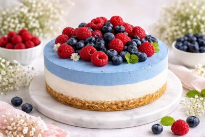 cake, cheese, cheesecake, raspberry, blueberry, fruit, summer, fresh, dessert, decorative, festive, bakery, cold, nature, white flowers, garnished, foodie, feast, imitation, gracefulness
