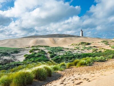 rubjerg knude, shifting dune, denmark, lighthouse, north sea, sand dunes, sand, heaven, clouds, landscape, north jutland, mood, summer