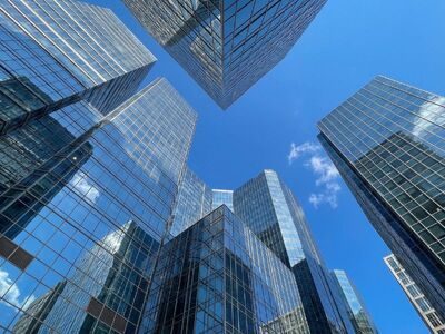 skyscrapers, modern architecture, glassed buildings, blue sky, modern cityscape, urban environment, high-rise buildings, reflections, financial district, business, urban development, corporate buildings, architectural design, office buildings, central business district, architectural patterns, international design, towering structures, contract work, construction industry