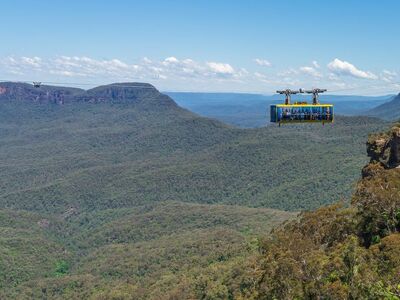 blue mountains, cable car, view, landscape, tourist attraction, nature, mountains, trees, tourism, plateau, travel, panorama, australian highlands, hiking, horizon, earth, flora, eco-tourism, icon, australian nature