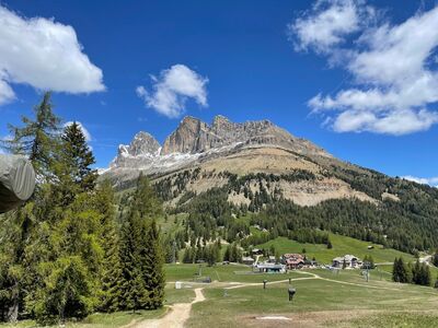 mountain, landscape, nature, forest, dolomites, blue sky, alps, italy, hiking, travel, sunny, valley, summer, hiking trail, outdoor, wooden cabin, panorama, path, ecotourism
