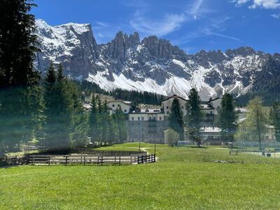 mountains, snow, landscape, clear sky, grass, spring, hiking, nature, trees, forest, cabins, windy day, countryside, tourist attraction, cottage, summer vacation, idyllic, alps