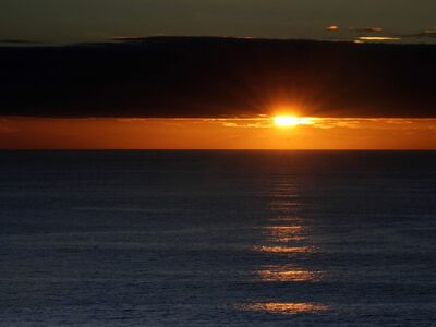 sunset, ocean, horizon, evening, dark, clouds, water, orange, blue, romantic, peaceful, reflection, atmosphere, landscape, calm, natural, coast, sunrise, quiet, bright, scenic