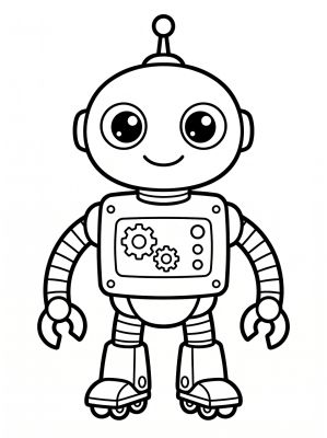 robot, coloring page, technology, design, future, futuristic, education, sketch, robotics, playful, smiling, child-friendly, cartoon, playfulness, parts, black and white, creative, brief, construction, pop art