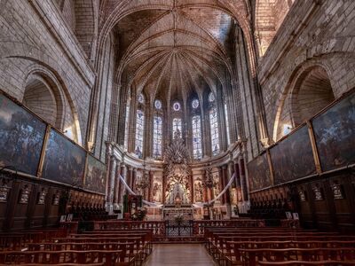 cathedral, church, religion, architecture, france, landmark, basilica, fresco, statue, stained glass