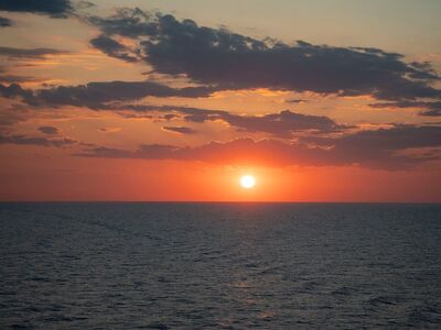 sunset, sea, horizon, sky, twilight, clouds, ocean, reflection, calm, romantic, travel, peace, evening, closeness, beach, sunlight, nature, greece, calm sea, sea sunset