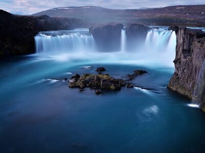 waterfall, godafoss, iceland, blue water, landscape, nature, river, travel, icon of iceland, spirit of nature, dramatic scenery, adrenaline, nature lovers, tourist attraction, natural wonder, geographical region, wild nature, iceland trip, capturing beauty
