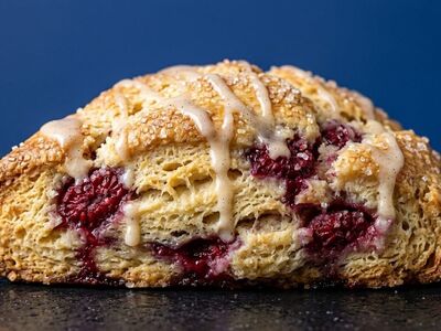 scone, raspberry, pastry, baking, gourmet, breakfast, fresh, delicious, flaky, buttery, glaze, baked, snack, baker, crusty, indulgence, crumbly, sweet, café