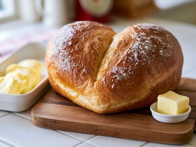 bread, cutting board, butter, kitchen, fresh, food, slice, home, baked goods, snack, wood, butter for breakfast, baking, breakfast, delicious, hobby, comfort, afternoon tea, crispy