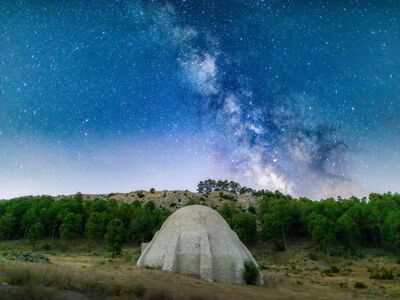 milky way, galaxy, stars, night, starry sky, nature, astronomy, space, cosmos, landscape, forest, mountain, scenery, cypress, dome, sky, starry night painting, nighttime, mountains, stargazing