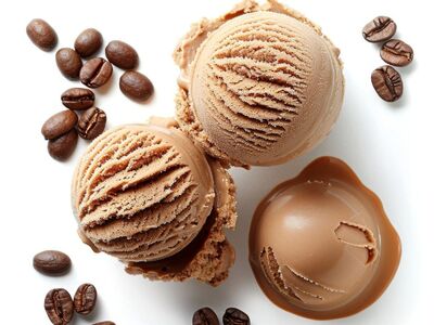 ice cream, chocolate, coffee, creamy, dessert, cold, natural light, coffee beans, cream, creamy texture, frozen, sweet, chocolate ice cream, geometric composition, luxury, visual aesthetic, summer treat, delicious, cream ice cream