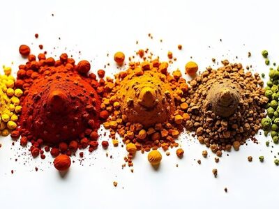 spice, turmeric, chilli, paprika, curry, pile, colorful, powder, white surface, spice mix, yellow, orange, red, brown, green, exotic, food photography, grinding, cultural, traditional