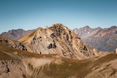 mountains, alps, nature, summer, hiking, trail, adventure, rocky, view, prairie, sunny, sky, panorama, tourist attraction, travel, see, peaceful, natural, terrain, walk