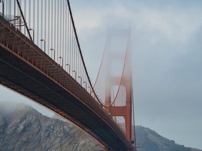 bridge, west coast usa, nature, fog, architecture, red, bay, engineering, coast, cables, icon, usa, landmark, tourism, california, view, dramatic, morning, famous, sea, iconic