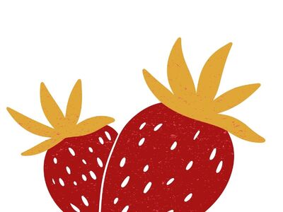 strawberries, fruit, nature, red, yellow, drawn, leaves, dessert, natural, healthy, fresh, sweet, pattern, simple, modern, art, tropical