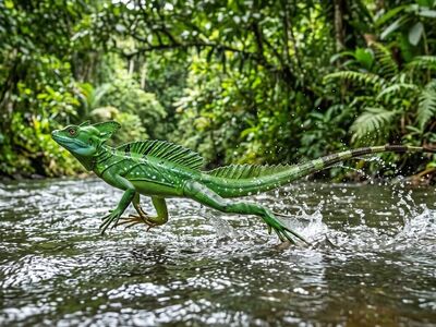 basilisk, jesus lizard, water, running, river, splash, speed, green, lizard, dynamic, escape, jungle, tropical, reptile, movement, nature, jungle wilderness, full speed, habitat, wildlife, unique, biology