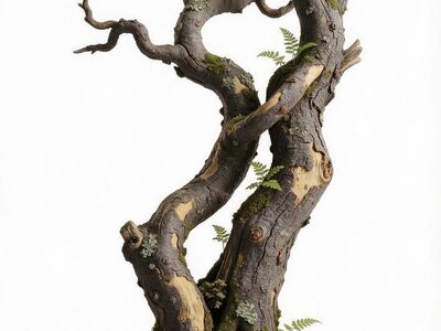 dry tree, moss tree, twisted tree, fern, forest art, carving, tree roots, green color, wood detail, tree art, moss surface, vintage feel, interior design, organic structure, natural patterns, artistic appearance, decoration, creeping plants, nature motif, art exhibit