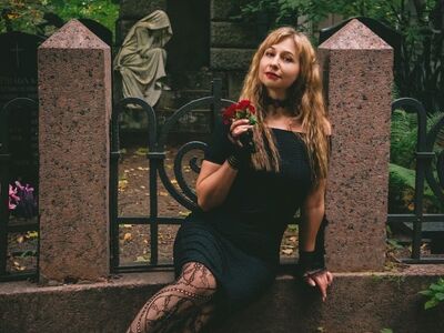 gothic fashion, model, black dress, cemetery, statue, autumn leaves, nature, memorial, gothic art, female figure, facial features, solitude, evening gown, autumn, nightwear, stone, gothic style, gothic clothing, darkness, high heels