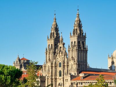 cathedral, santiago de compostela, galicia, architecture, religion, pilgrim, ancient, facade, tourism, history, cultural heritage, tourist attraction, pilgrimage, shrine, city view, baroque, unesco, landmark, renaissance
