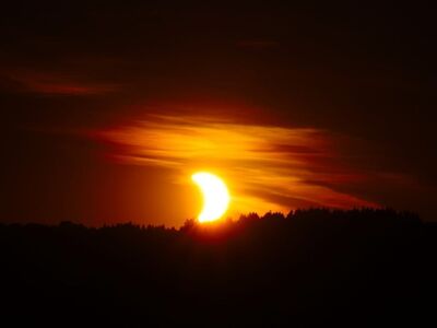 solar eclipse, twilight, moon in front of sun, cosmos, phenomenon, nature, sun, moon, clouds, landscape, sunset, shadows, evening, star, darkness, horizon, red sky, astronomy, planetary motion, space