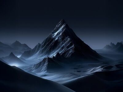 mountains, drama, dark, snow, night landscape, serenity, grandeur, winter landscape, isolation, remote, natural, lonely, peaceful, mist, mountain peak, nature, shadows, rugged terrain, cold, wilderness