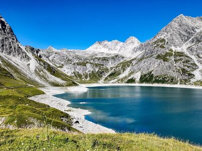lake, mountains, nature, landscape, alps, forest, switzerland, austria, lake-laghi, blue sky, mountain meadows, summer scenery, hiking, fresh air, grass, alpine landscape, natural beauty, gorge, tranquil, panorama